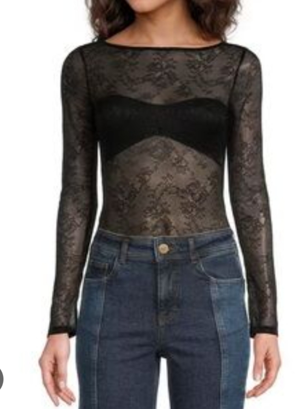 Chelsea & Violet Adams Knit Sheer Bodysuit Size XS
